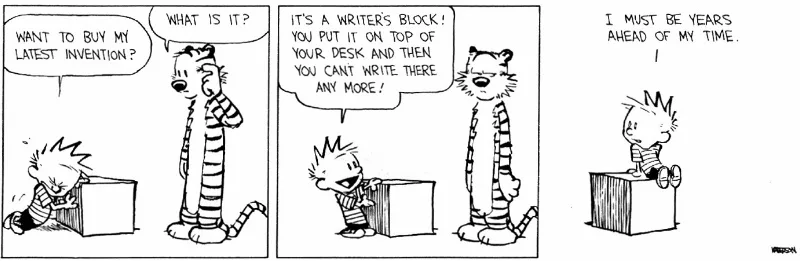 Calvin and Hobbes comic about writer's block.