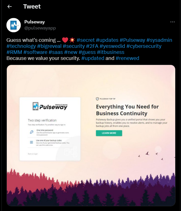 Pulseway's teaser before the product launch