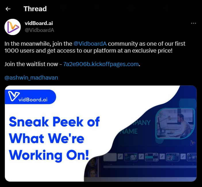 vidBoard.ai's teaser video before product launch